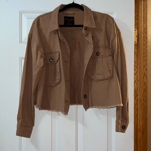 Cropped tan utility jacket